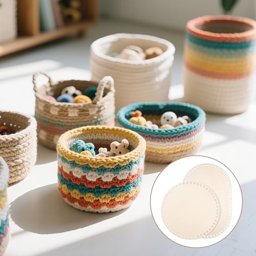 5 Pcs Wooden Basket Bottom for Crocheting, 5 Sizes Wooden Round Oval Blank Solid Crochet Basket Base for DIY Basket - Weaving Supplies, Home Decoration
