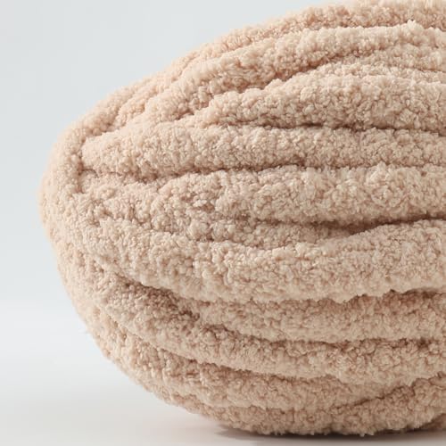 Chunky Yarn for Hand Knitting, No7 Thick Yarn, 250Grams 32Yards, Pack of 4, Perfect for Knitters and Crafters (Milk Tea Color)