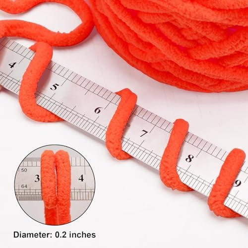 Orange Chunky Chenille Yarn, #6 Super Bulky, 3.5 oz/72 Yards