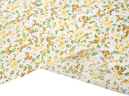 Cotton Fabric DIY Making Supplies Quilting Patchwork Fabric Fat Quarter Bundles DIY for Quilting Cotton Patchwork Cushions (Yellow, 20" x 20")
