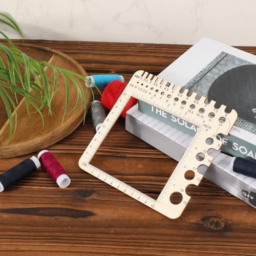 Wooden Knitting Gauge Measuring Tool, Knitting Needle Sizer Ruler Gadgets Wooden Measuring Tool Notions Multi-Size Holes Knitter Gifts for Needles for Spinners Yarn Art Sewing Crochet Accessories