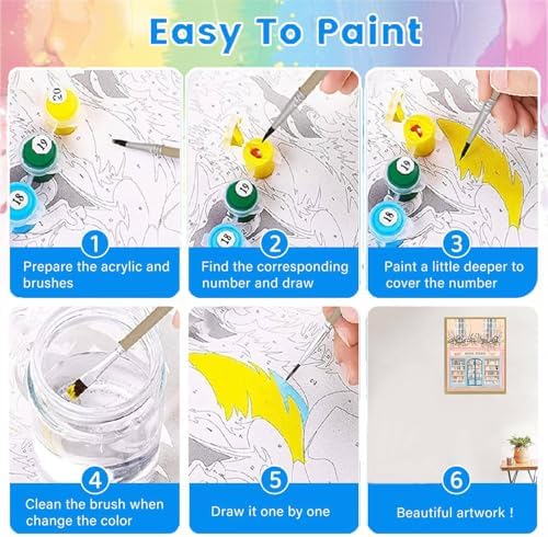 bleihum Pink Bookstore Adult Paint by Number Kits on Canvas 16x20inch