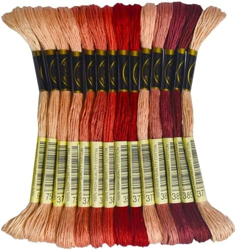 Premium Rainbow Color Embroidery Floss - Cross Stitch Threads - Friendship Bracelets Floss - Crafts Floss - 14 Skeins Per Pack Embroidery Floss,Light Peach Flesh Gradient