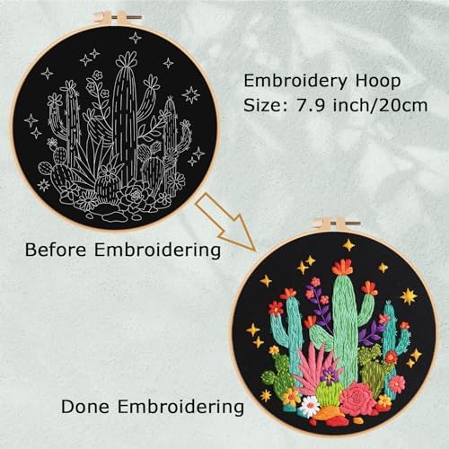 Louise Maelys Cactus Embroidery Kit, Cross Stitch Kit for Beginner Adults