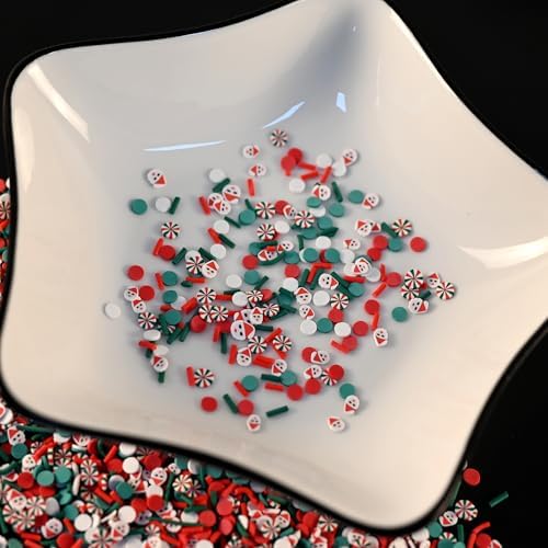 LIKETURE Fake Sprinkles 110g Fake Christmas Sprinkles Non-edible Craft Sprinkles Faux Sprinkles for Crafts Plastic Sprinkle Decoration Slime Sprinkles Slime Add Ins Shaker Card Filler(Light Green)