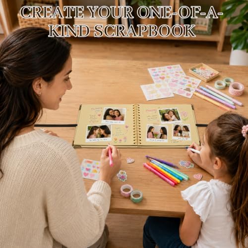 Scrapbook Photo Album 8"x8" 30 Sheets 60 Pages Kraft Paper Ribbon Closure