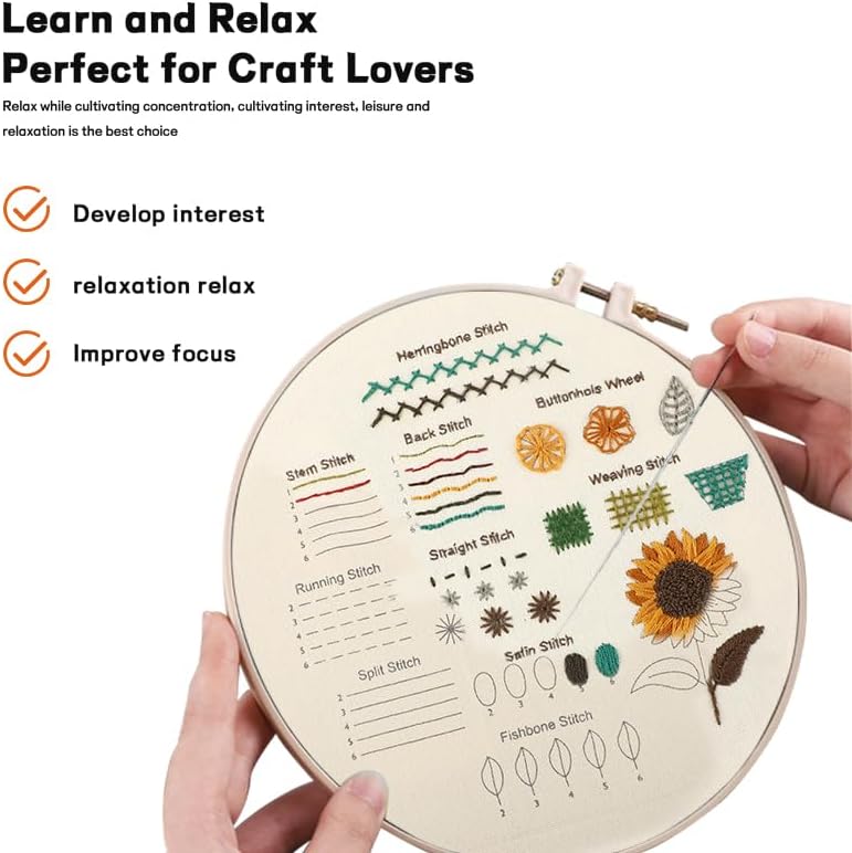 JOINRUN Beginner Embroidery Kit for Adults, 4 Pack with Video Tutorial