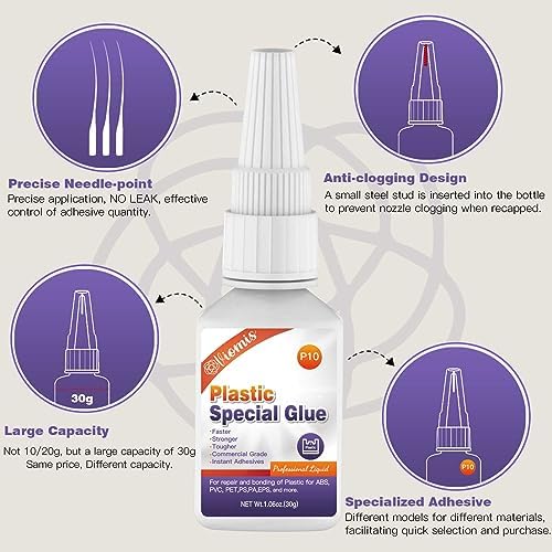 30g Plastic Glue, Instant Super Glue for Plastic