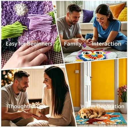 Latch Hook Rug Kit Landscape of Mountain Lake Pre-Printed Handmade Carpet Crochet Yarn Craft DIY Hook and Latch Door Mat Tapestry for Home Floor Decoration 52x38cm-1