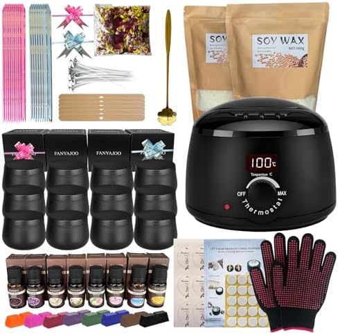 Fanyajoo Candle Making Kit for Adults with Wax Melter DIY Starter Scented Candles Making Kit,Soy Wax Candle Making kit,Craft Kits for Adults,Home Decorations