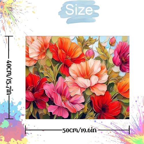 Flower Paint by Numbers Kit for Adults,Poppy Adult Painting by Numbers for Beginner on Canvas,DIY Painting Kits for Home Wall Decor,Gifts (Flower1)