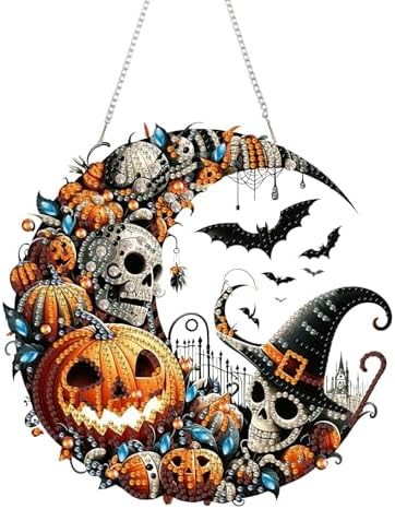 RYMILIE Halloween Diamond Art Kits for Adults Witch and Pumpkins 8x8inch