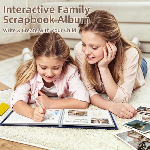 Popotop Photo Album Self Adhesive Scrapbook Album for 4x6 5x7 8x10 Pictures DIY Photo Book as Scrapbooking Supplies Kits, Birthday Gifts for Women Mom Wedding Baby Family Travel