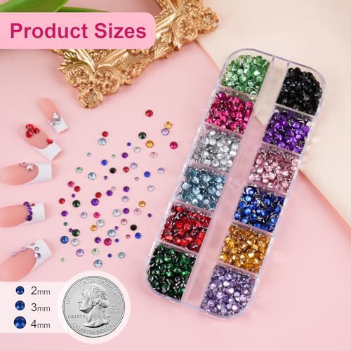 Canvalite 5000Pcs Resin Rhinestones for Crafting with 10ml B7000 Jewelry Glue, 1 Box Flatback Crystals Diamond (Colorful) for Bedazzling Crafts DIY Nail Art Non Hotfix Gems for Clothing Shoes Tumblers
