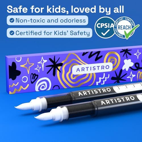 ARTISTRO White Acrylic Paint Markers - Brush Tip - Set of 2