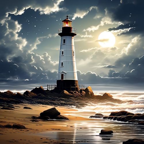 GOUOYANA Lighthouse Diamond Art Kits for Adult-Diamond Painting Wall Art