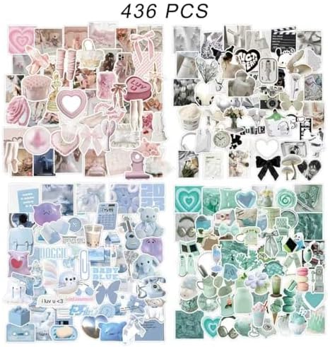 400PCS Aesthetic Journaling Stickers Pack for Adults – Cute Animal, Retro Object & Pastel Deco Stickers for Bullet Journal, Scrapbook, Planner, Vision Board, DIY Crafts, Memory Keeping
