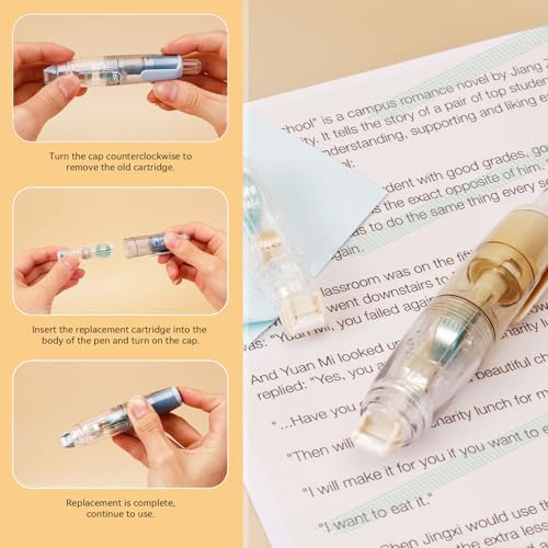 4 Pack Double Sided Tape Roller with 8 Refills for Crafts, Total 196.8 FT