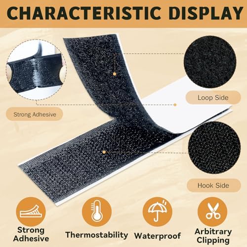 58 Sets - 1x4 inch Square Hook and Loop Tapes, Fabrics Nylon, Black
