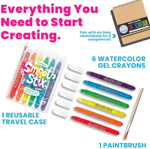 Ooly Smooth Stix Watercolor Gel Crayons, Set of 6