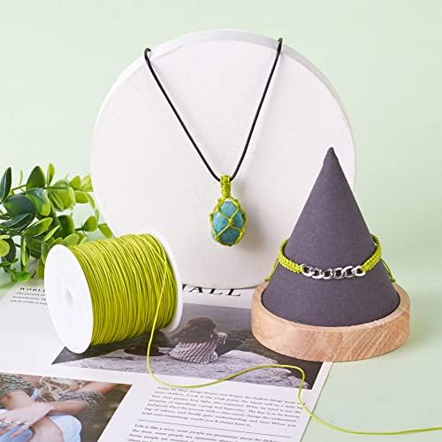 100 Yards 0.8mm Braided Nylon Crafting Thread Chinese Knotting Beading String Macrame Cord Rope for Necklace Bracelet Jewelry Craft Making, GreenYellow