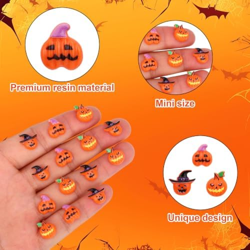 Lyreh 210pcs Mini Resin Halloween Pumpkins, Small Resin Pumpkins