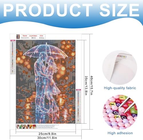 MVVMTOP Diamond Painting Kit for Adults 5D DIY Romantic Rainy Couple Full Drill Round Diamond Art Crystal Rhinestone Embroidery Painting Home Wall Decor Gift for Beginners
