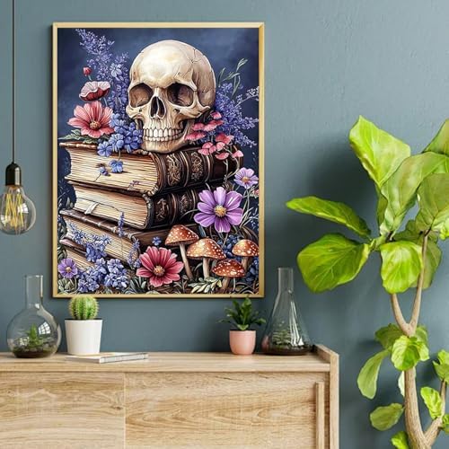 Skull Books Diamond Art Kits for Adults Diamond Painting Kits 12X16 inch