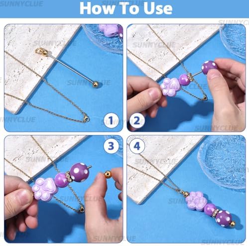 SUNNYCLUE 1 Box 6 Sets Beadable Necklace Pendant Beadable Bars Bulk Silver Gold Stainless Steel Metal Cable Chains Pendants for Jewelry Making Kits Women Adults Beading Crafts Supplies DIY Accessories
