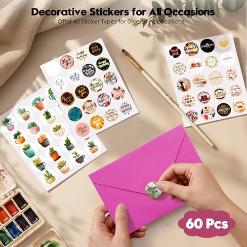 KOVIEDE 60 Pack Foldable Blank Watercolor Cards with Envelopes 4" x 6"