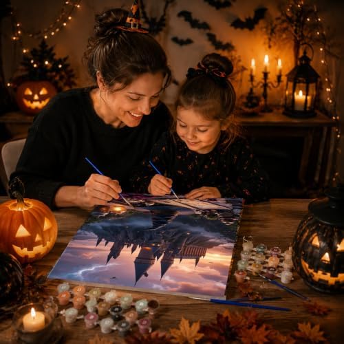 Castle Paint by Numbers Kit for Adults Beginner with Framed 10x12 Inch