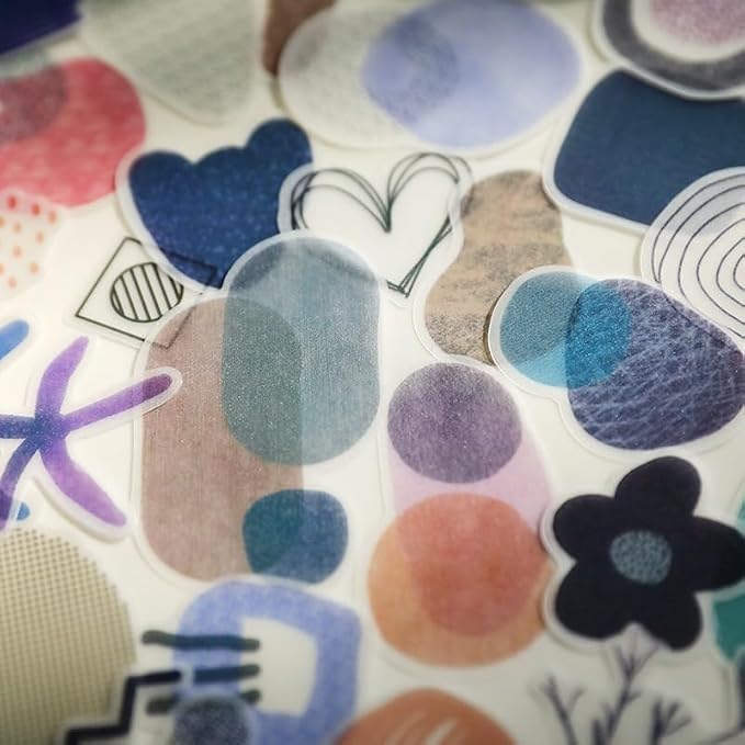 CATaireen Vintage Junk Journal Ephemera Scrapbooking Supplies Translucent Vellum Paper Stickers Card Making Decal Art Aesthetic for Adults (Ephemera Colors Cool)