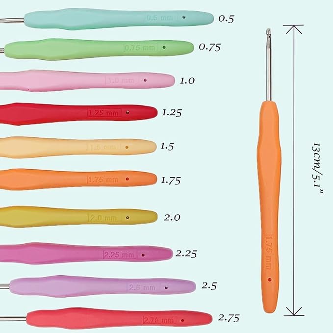 Yarniss 10Size Small Crochet Hooks, Ergonomic Crochet for Thread 0.5~2.75mm | Fine Crochet Hook for Lace Thread Project