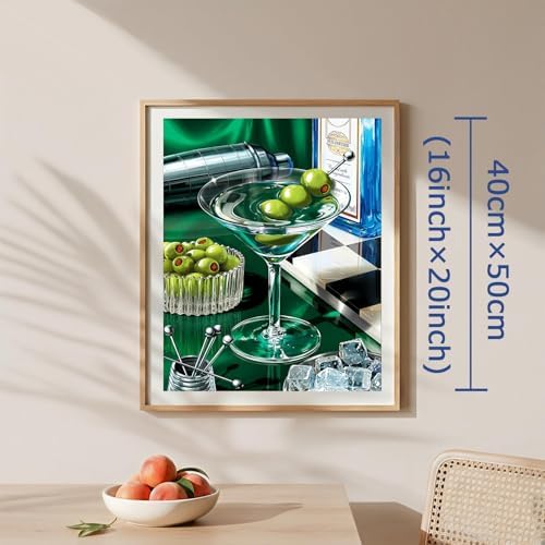 AuraDraw Cocktail Glass Paint by Numbers Kit for Adults Beginner - Painting by Numbers - DIY Acrylic Paint Kit for Home Wall Decor Without Frame 16X20 inch
