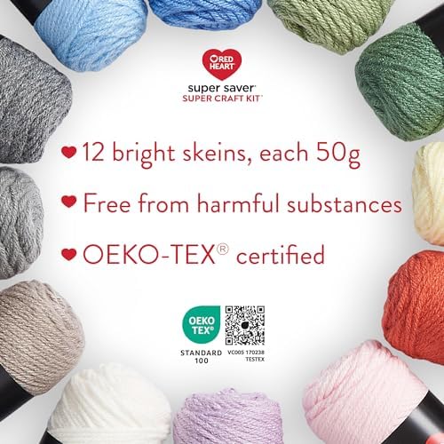 Red Heart Super Craft Kit Pastels, Yarn for Crocheting and Knitting