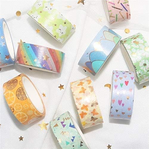 YUBBAEX Floral Gold Washi Tape Set VSCO Foil Masking Tape Decorative for Arts, DIY Crafts, Journal Supplies, Planners, Scrapbook, Card/Gift Wrapping -15mm- (Spring 12 Rolls)