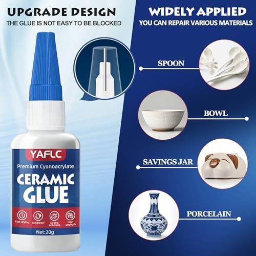 Ceramic Glue Repair Kit, Liquid Super Glue for Ceramic Repair 40g