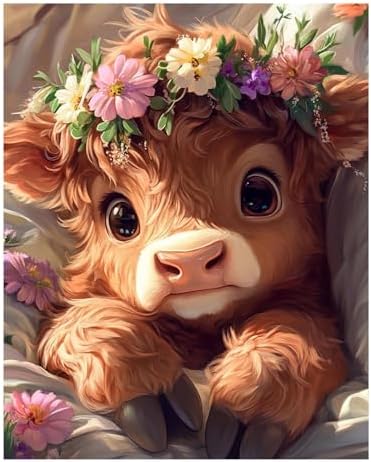 Reivworl Cow Paint by Numbers Kit for Adults Beginners, Highland Cow Paint by Numbers, Adult Paint by Number Kits for Gifts and Wall Decor 16x20 Inch