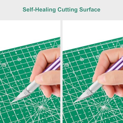 Headley Tools 12"x12" Rotating Cutting Mat, Self Healing Mat with 360-Degree Rotation & Anti-Slip Base, Sewing Board Cutting Mat Perfect for Fabric Quilting Leather Hobby Project, Green