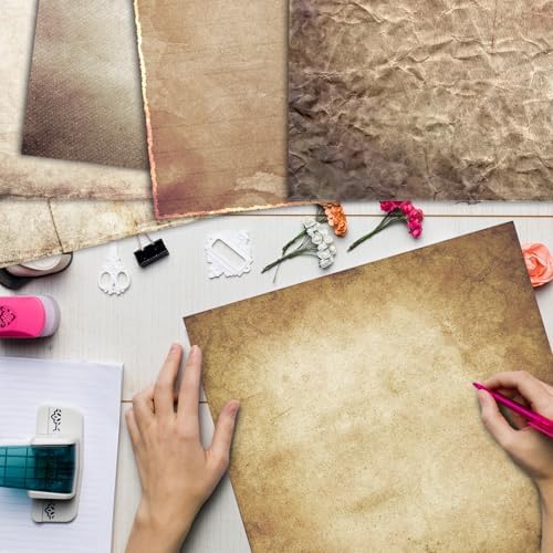 48 Sheets Vintage Scrapbook Paper,Kraft Pattern Decorative Scrapbook Paper for Journals DIY Cards and Photo Albums,Aesthetic Craft Supplies
