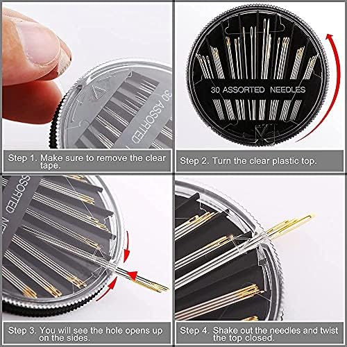 60 Pack, Premium Sewing Needles for Handsewing, Assorted Sizes, 6 Sizes Sewing Sharp Needles, 6 Pcs Big Eye Hand Sewing Needles, Sewing Needles Large Eye, Embroidery Needles for Hand Sewing