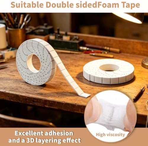 ZZRANYE 350Pcs Double Sided Foam Tape Pre-Cut Roll, 2 Rolls White Self-Adhesive Foam Squares 0.59 x 0.59 Inch for Crafts, Card Making, Scrapbooking, DIY Arts & Sewing Projects