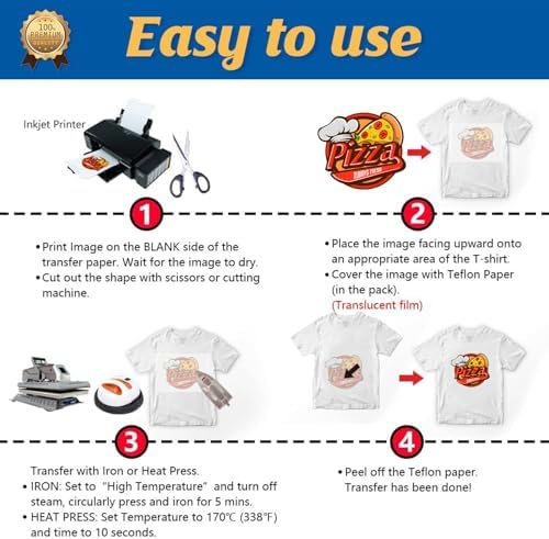 TransOurDream Heat Transfer Paper for Light Shirts(500 Sheets, 8.5x11),Printable HTV Heat Transfer Vinyl for Inkjet Printers