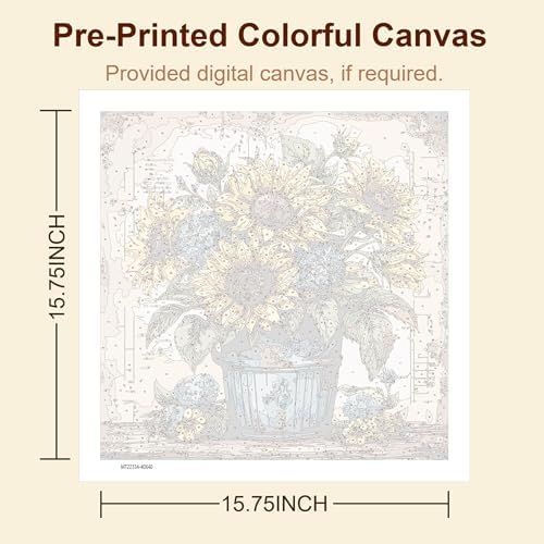 Gemozaic Sunflower Paint by Numbers Kit for Adults, 16 x 16 INCH, Unframed