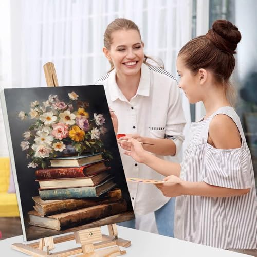 4 Pack Vintage Books Paint by Numbers for Adults with Framed Canvas 8x12in