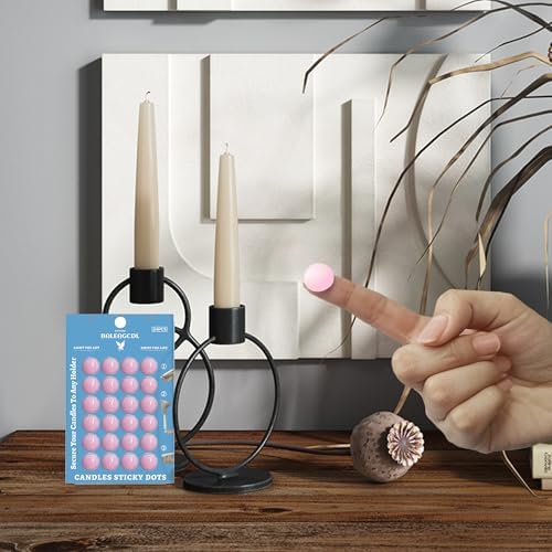 Candle Sticky Dots - Pink Wax Candle Adhesive Dots - Unscented Cire Adhesive for Secure Candle Placement - Easy Clean and Traceless Adhesive for DIY Projects - Pack of 24