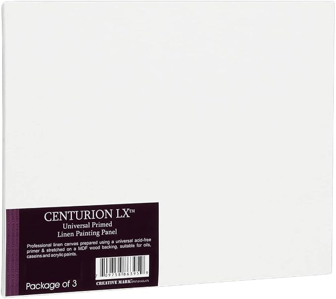 Centurion All-Media Primed Linen Panels - 6x8 3 Pack - 11oz Universal Primed Canvas Boards for Painting, Mounted on MDF Wood, Non-Warping, Ideal for Artists, Professionals, and Painters