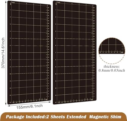 Copkim 2 Pcs 14.6" L 6.1" W Magnetic Cutting Shim Grid Magnetic Shim Embossing Machine Die Pads Black Sheet Die Cutting Machine Accessories