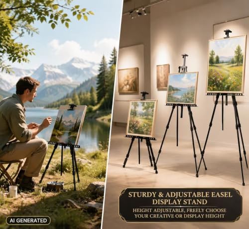 MXG Aluminum Art Easel,Professional Black Display Easel for Painting&Sign