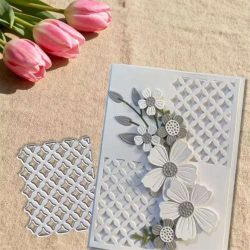 Scrapbooking Die-Cuts, Layer Frame Net Set Metal Cutting Dies for Card Making, Paper Craft Template, Background Embossing Stencils, DIY Album Décor (Grid Frame-6.6x5.4cm)